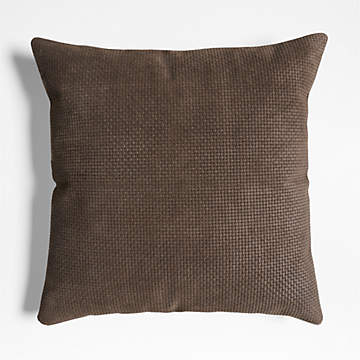 Jackson Taupe Basketweave Leather 23x23 Decorative Throw Pillow