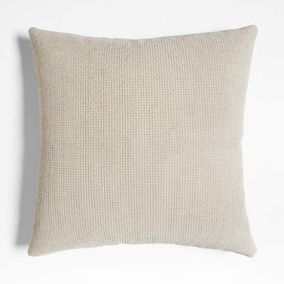 Jackson Taupe Basketweave Leather 23x23 Decorative Throw Pillow