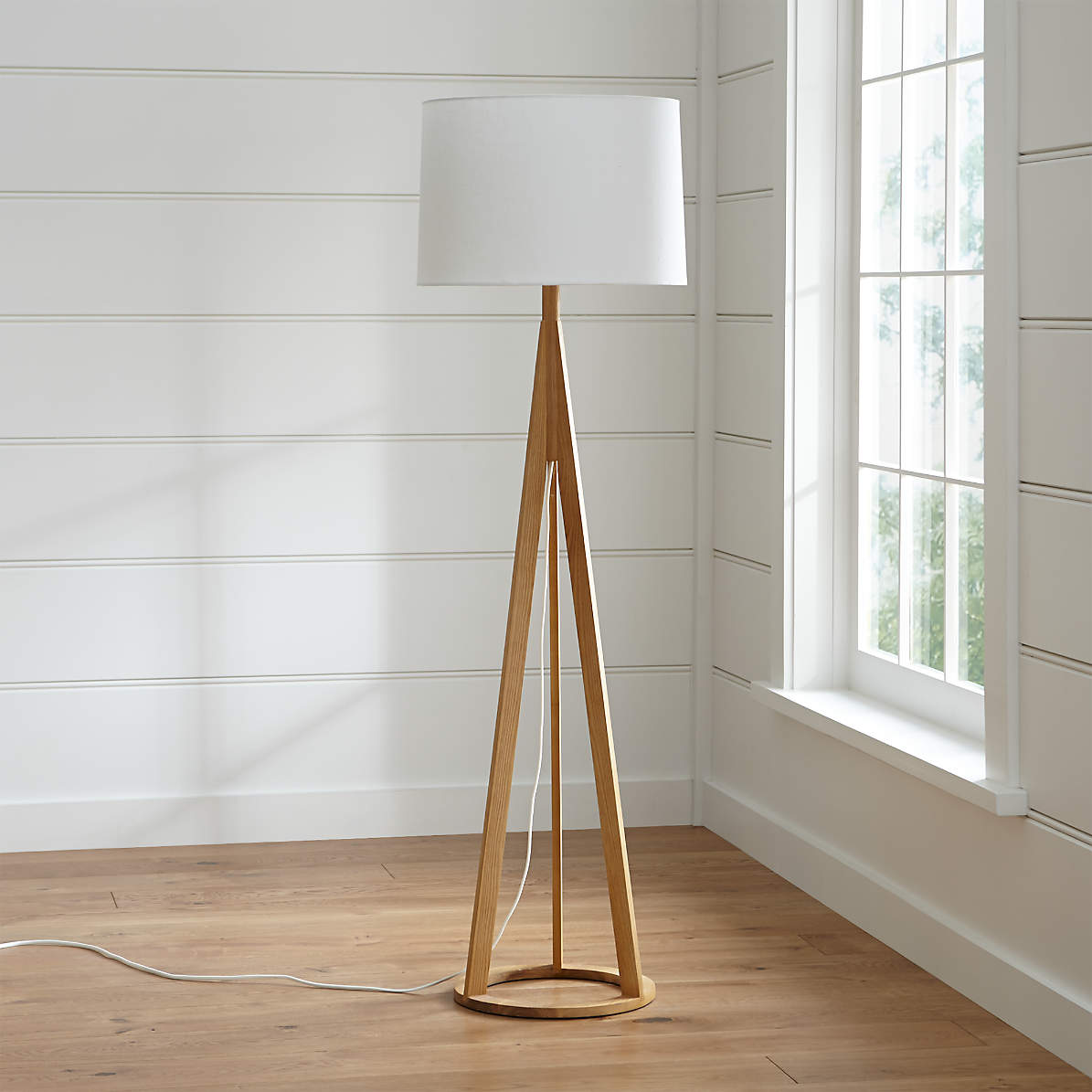 Jackson Natural Tripod Floor Lamp, Floor Lamp Wooden Base