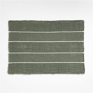 View Jacquard Stripe Shadow Sage and Undyed Bath Mat 24"x36" details