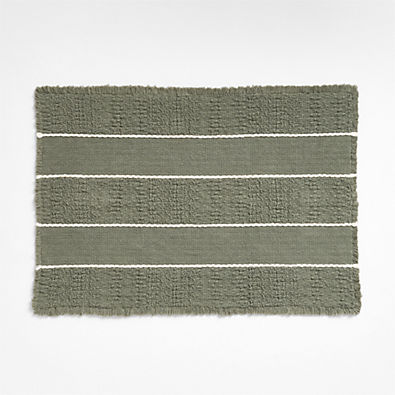 View Jacquard Stripe Shadow Sage and Undyed Bath Mat 24"x36" details