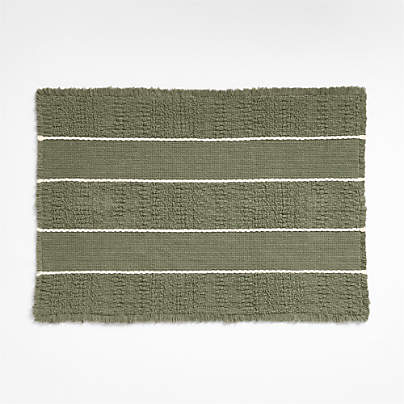 Jacquard Stripe Shadow Sage and Undyed Bath Mat 24"x36"