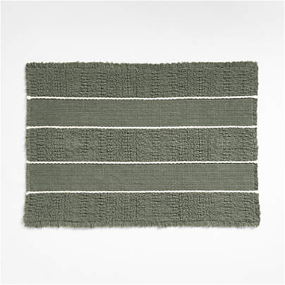 Jacquard Stripe Shadow Sage and Undyed Bath Mat 24"x36"