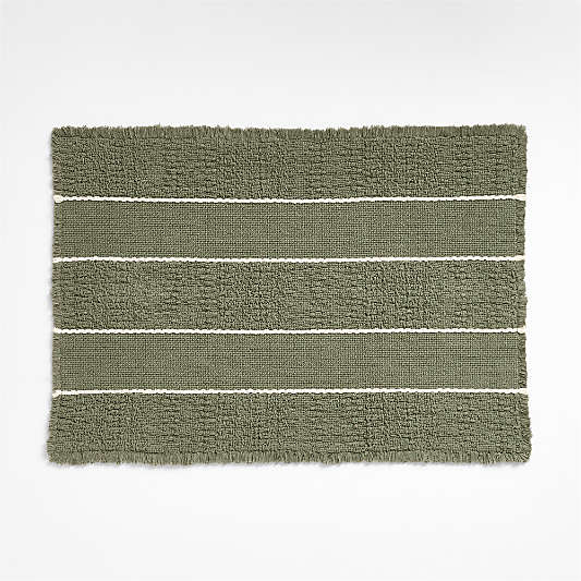 Jacquard Stripe Shadow Sage and Undyed Bath Mat 24"x36"