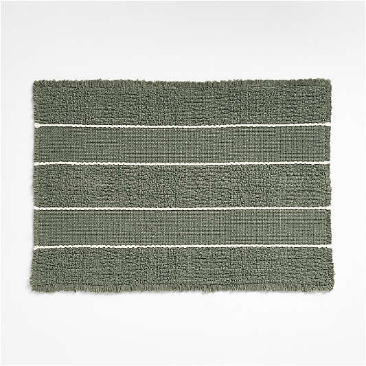 Jacquard Stripe Shadow Sage and Undyed Bath Mat 24"x36"