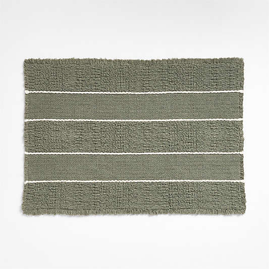 Jacquard Stripe Shadow Sage and Undyed Bath Mat 24"x36"