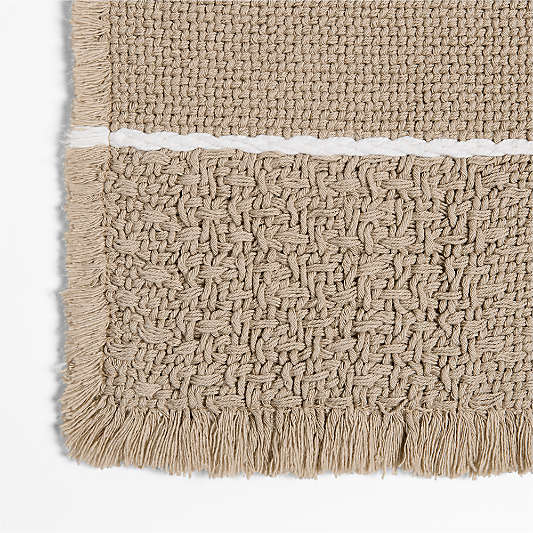Jacquard Stripe Taupe and Crisp White Bath Mat 24"x36"