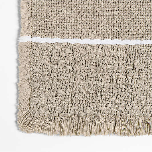 Jacquard Stripe Taupe and Crisp White Bath Mat 24"x36"