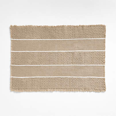 Jacquard Stripe Taupe and Crisp White Bath Mat 24"x36"
