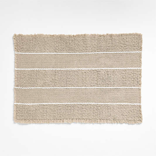 Jacquard Stripe Taupe and Crisp White Bath Mat 24"x36"