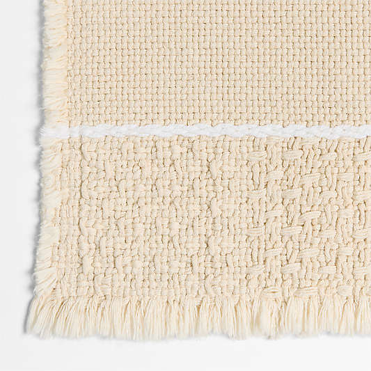 Jacquard Stripe Undyed and Crisp White Bath Mat 24"x36"