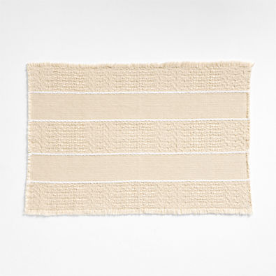 View Jacquard Stripe Undyed and Crisp White Bath Mat 24"x36" details