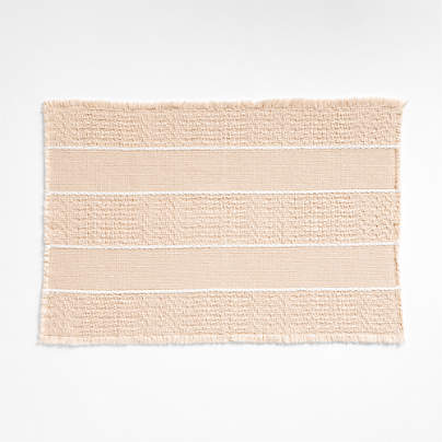 Jacquard Stripe Undyed and Crisp White Bath Mat 24"x36"