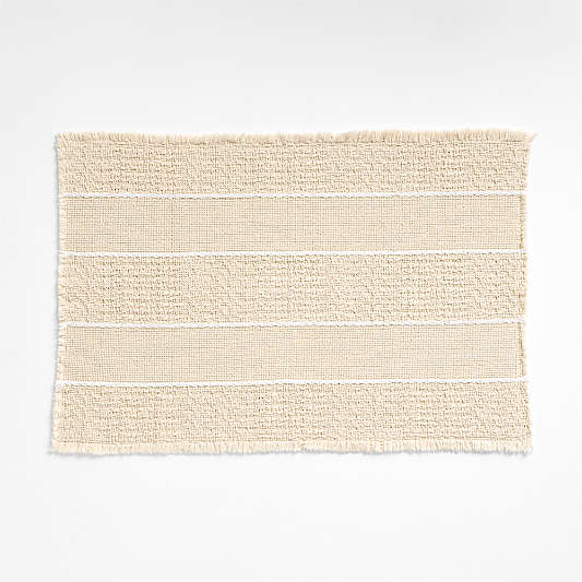 Jacquard Stripe Undyed and Crisp White Bath Mat 24"x36"
