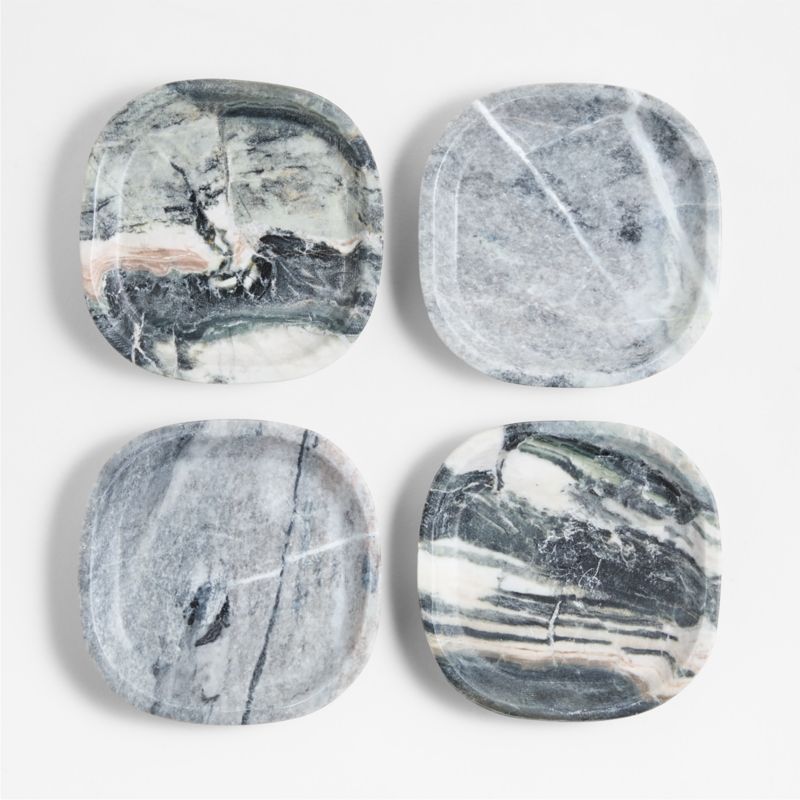 Jade Floral Square Marble Coasters, Set of 4 - image 1 of 2