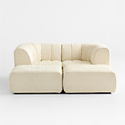 Jade Heathered Ivory 4-piece Kids Puffer Corner Chair and Ottoman Modular Sofa