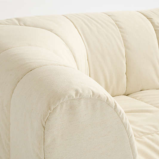 Jade Heathered Ivory 2-piece Kids Puffer Corner Chair Modular Sofa