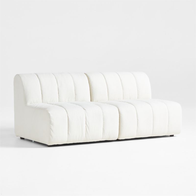 Jade Heathered Ivory 2-Piece Kids Puffer Armless Modular Sofa - image 5 of 10