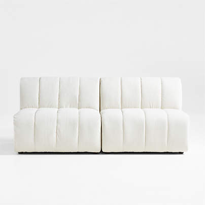 Jade Heathered Ivory 2-Piece Kids Puffer Armless Modular Sofa