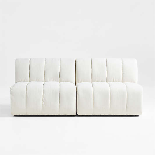 Jade Heathered Ivory 2-Piece Kids Puffer Armless Modular Sofa