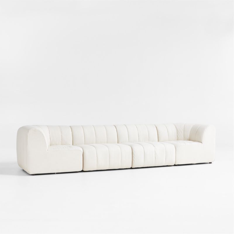 Jade Heathered Ivory 4-Piece Kids Puffer Modular Sofa - image 5 of 10