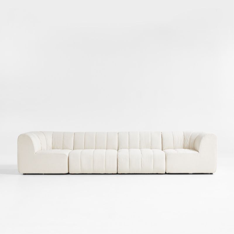 Jade Heathered Ivory 4-Piece Kids Puffer Modular Sofa - image 0 of 10