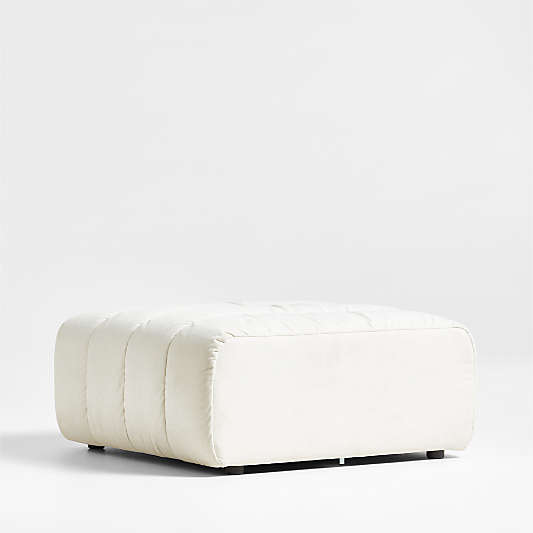 Jade Heathered Ivory Upholstered Ottoman