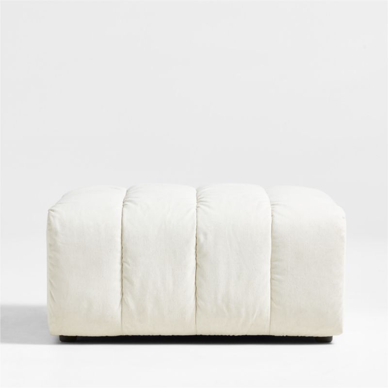 Jade Heathered Ivory Upholstered Ottoman - image 0 of 6