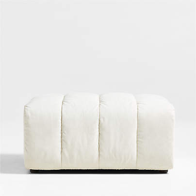 Jade Heathered Ivory Upholstered Ottoman