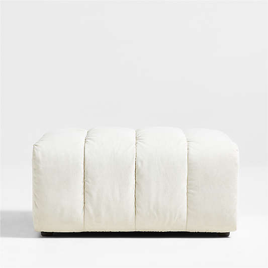 Jade Heathered Ivory Upholstered Ottoman