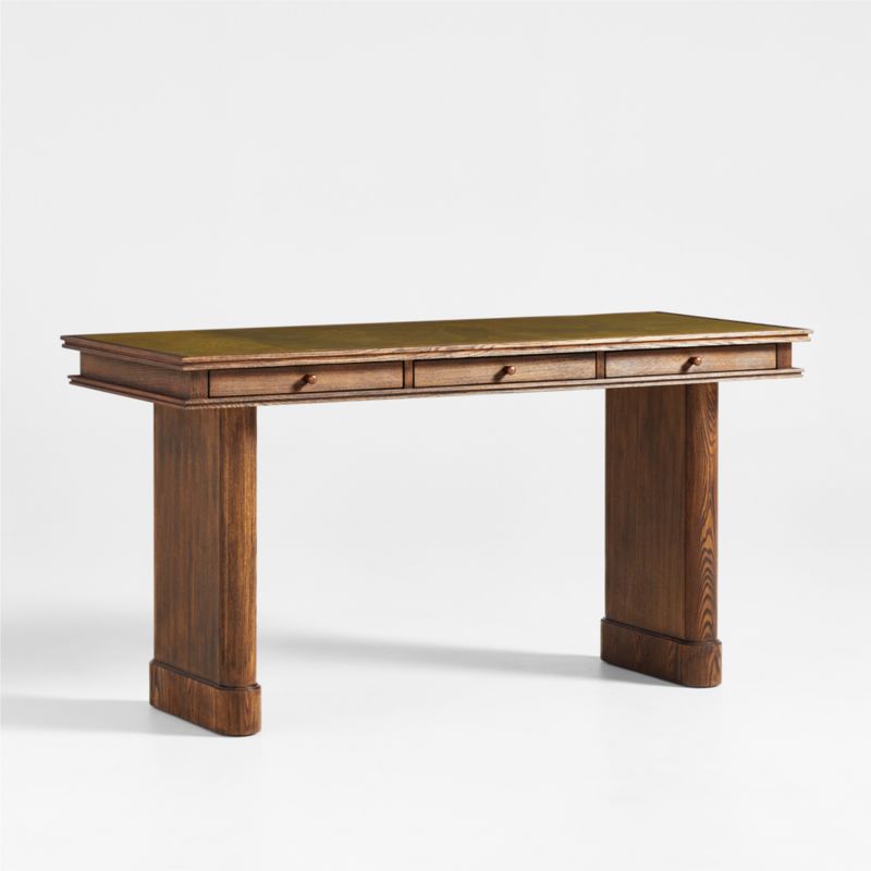 Jake Cocoa Leather and Elm Wood Desk with Drawers by Jake Arnold - image 6 of 12