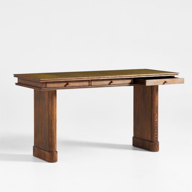 Jake Cocoa Leather and Elm Wood Desk with Drawers by Jake Arnold - image 9 of 12