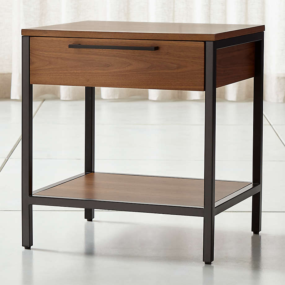 Walnut and deals black nightstand