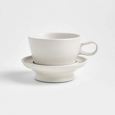 View Jamesware 16-oz. White Stoneware Cup and Saucer details