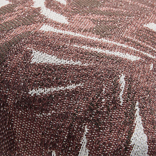 Jacquard Palm Leaf 22"x15" Chestnut Red Outdoor Throw Pillow