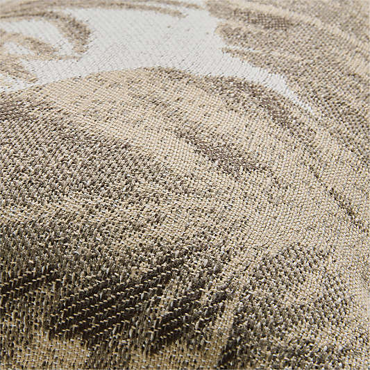 Jacquard Palm Leaf 22"x15" Clay Taupe Outdoor Throw Pillow