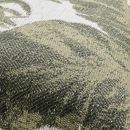 Jacquard Palm Leaf 22"x15" Juniper Green Outdoor Throw Pillow
