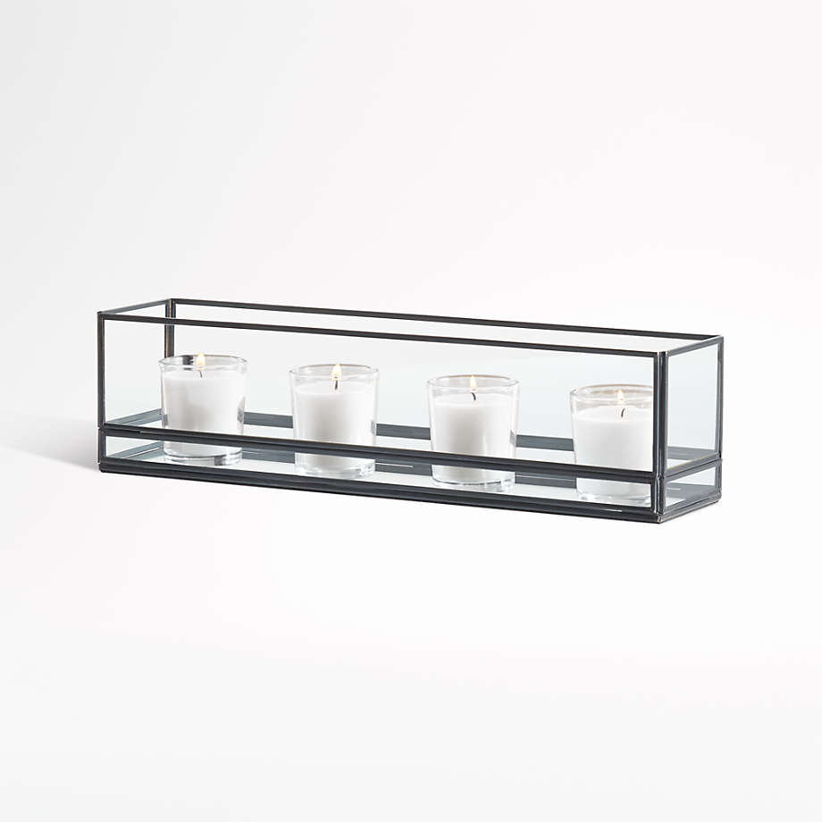 Jasper 15" Black Tealight Candle Holder Centerpiece + Reviews | Crate & Barrel