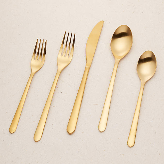 Cortland Holiday 20Piece Champagne Gold Flatware Set + Reviews Crate & Barrel
