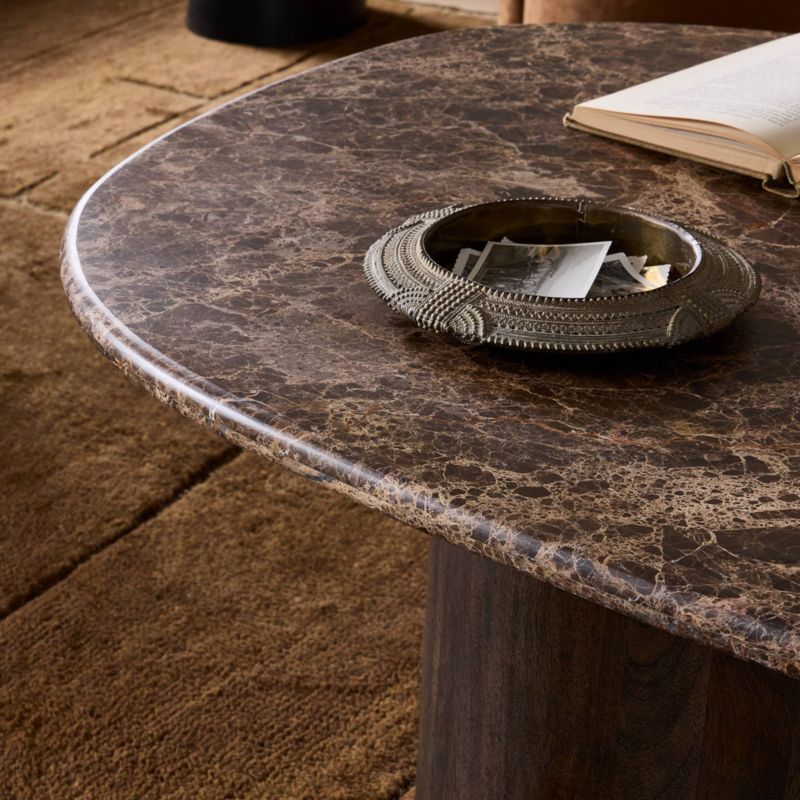 Jayda Brown Marble 65" Pedestal Coffee Table - image 2 of 8