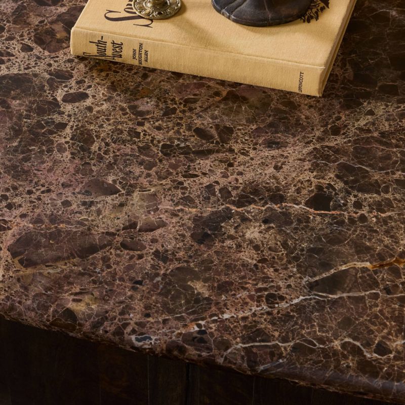 Jayda Brown Marble 65" Pedestal Coffee Table - image 3 of 8