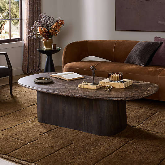 Jayda Brown Marble 65" Pedestal Coffee Table