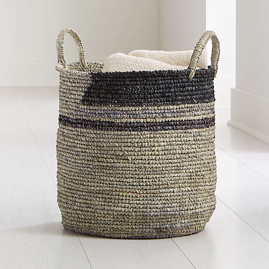 Jaylin Blue Grey Round Sisal Basket