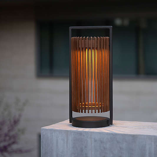 Jazz Teak Outdoor Solar LED Lantern