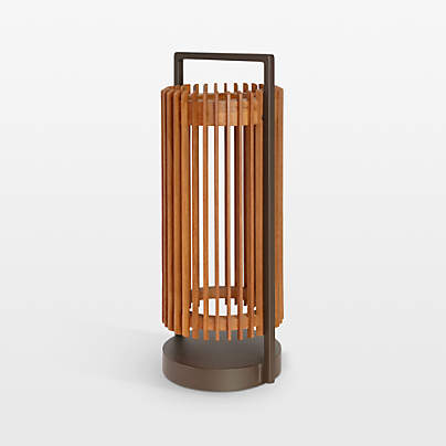 Jazz Teak Outdoor Solar LED Lantern