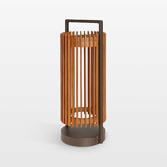 Jazz Teak Outdoor Solar LED Lantern