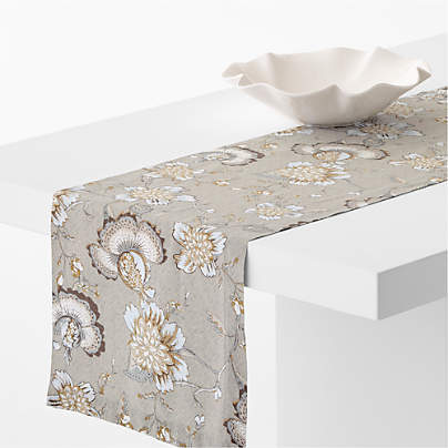 Jacobean Floral 120" Cotton Linen Runner
