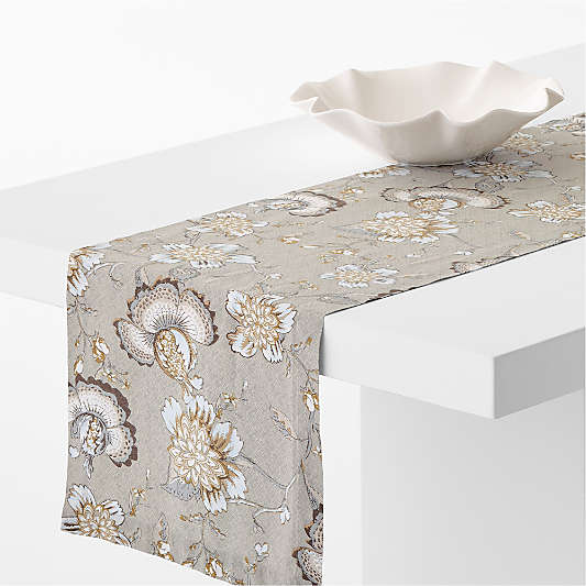 Jacobean Floral 120" Cotton Linen Runner