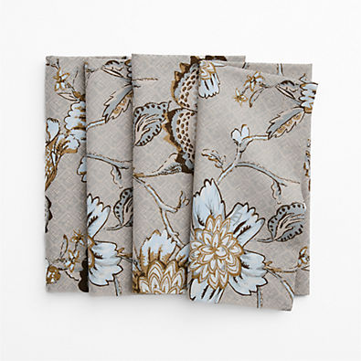 View Jacobean Floral Cotton Dinner Napkin, Set of 4 details