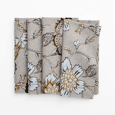 Jacobean Floral Cotton Dinner Napkin, Set of 4